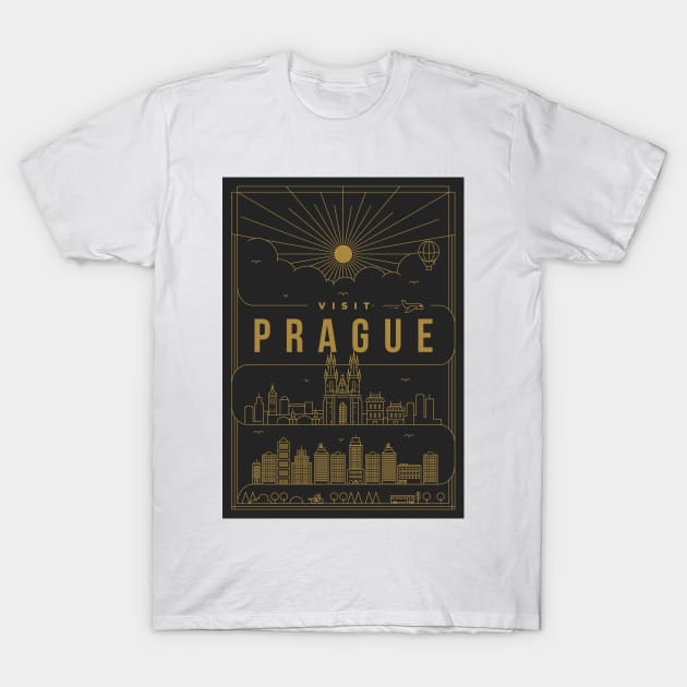 Prague Minimal Lineal Poster T-Shirt by kursatunsal